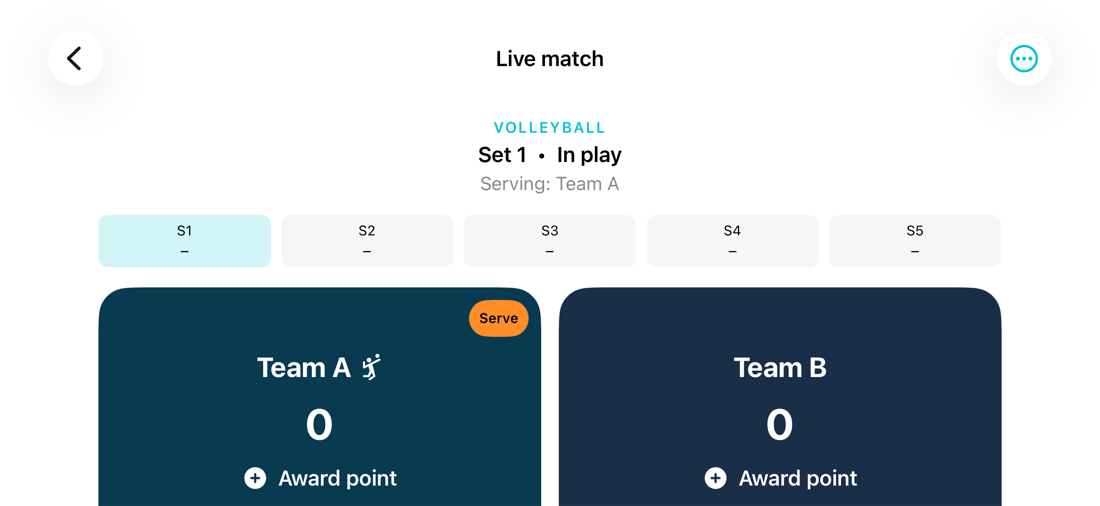 Volleyball Scoreboard live match in landscape